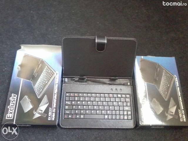 Husa tableta 7 si 8 inch din piele cu tastatura NOUA