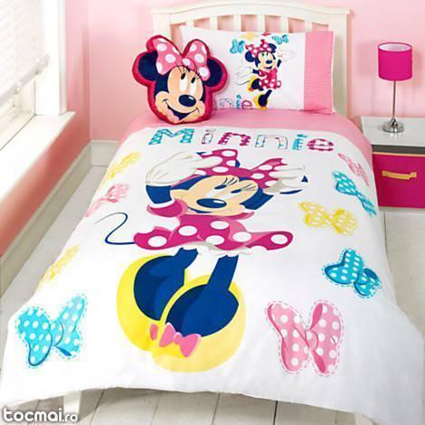 Lenjerie de pat + perna Minnie Mouse (Originala Disney)