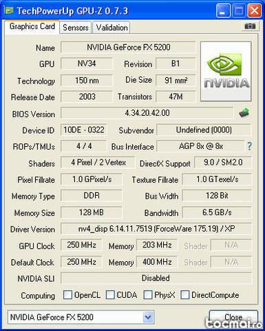 Placa video Palit GeForce FX 5200, 128MB DDR, 128 Bits, AGP 8x