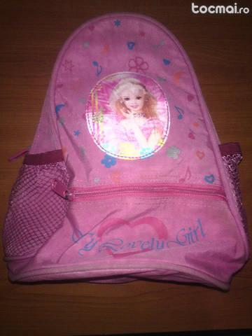 rucsac / ghiozdan inscriptionat cu Barbie culoare roz