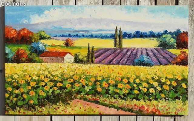 Liniste deplina - tablou peisaj cu floarea soarelui 100x60cm