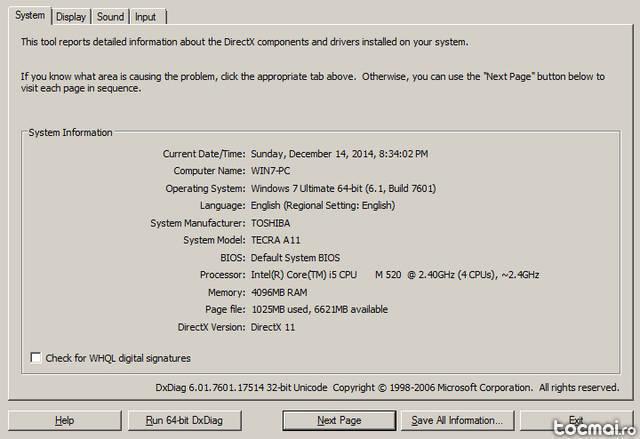 Laptop Toshiba Tecra A11- 17V Intel Core i5 2. 4Ghz 4Gb DDR3
