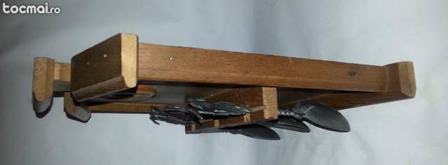 Set decorativ cu 3 linguri din zinc sup. lemn 31cm/ 26cm