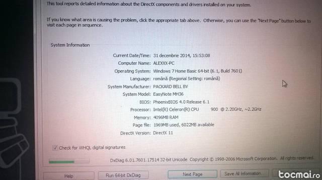laptop packard bell easynote MH36