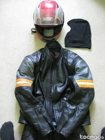 Costum motociclism DAINESE 2 piese marimea 52 + casca+cagula