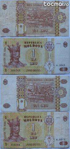 2 bancnote fff 1 leu moldova 1994