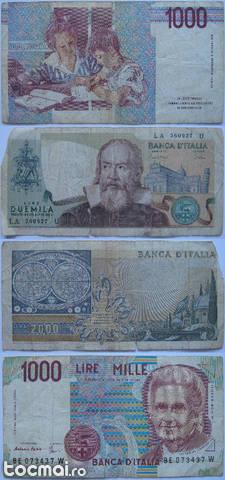 2 bancnote italia 1. 000lire- 1990 - g ; 2. 000lire- 1973 - g