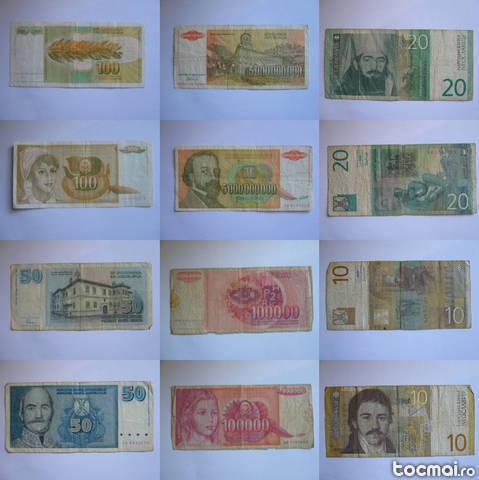 Lot bancnote iugoslavia - ff 10, 20, 50, 100000, 5000000 dinara