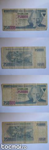 Lot bancnote Turcia Lire- FF si SUP 250k, 500k, 1mil