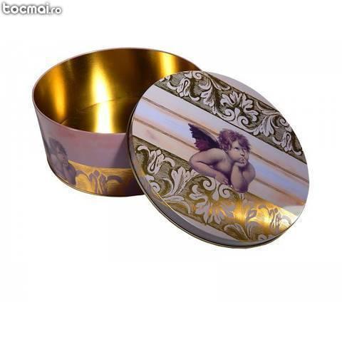 Set 3 cutii cadou metalice cu capac ingerasi