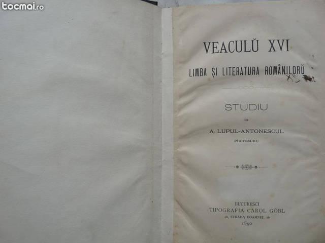 Antonescul , Limba si literatura romanilor , 1890