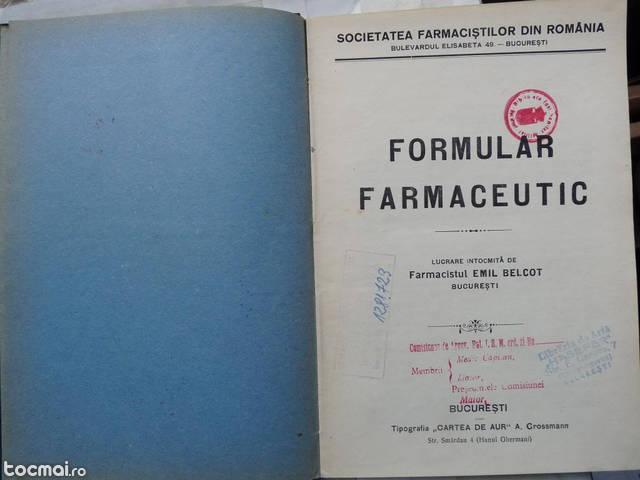 Belcot , Formular farmaceutic , 1921 , retete
