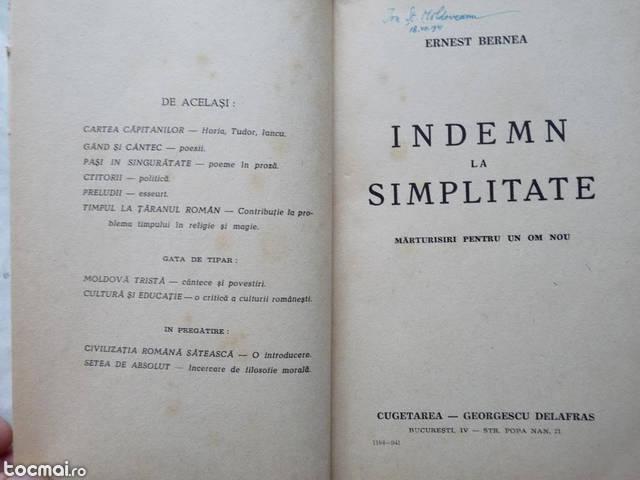 Bernea , Indemn la simplitate , 1941, scriitor legionar