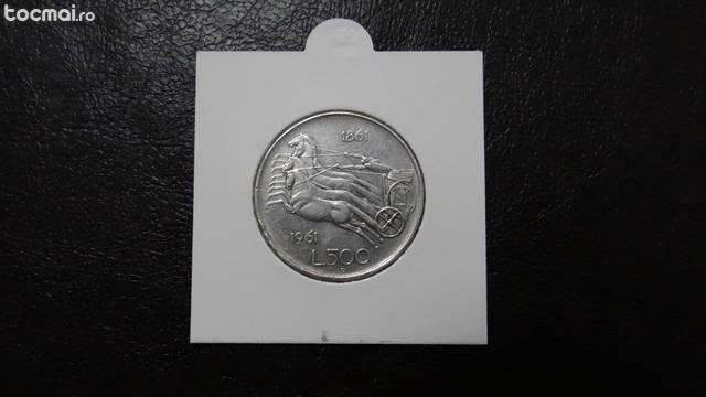 Moneda de argint 500 de Lire Italiene 1961