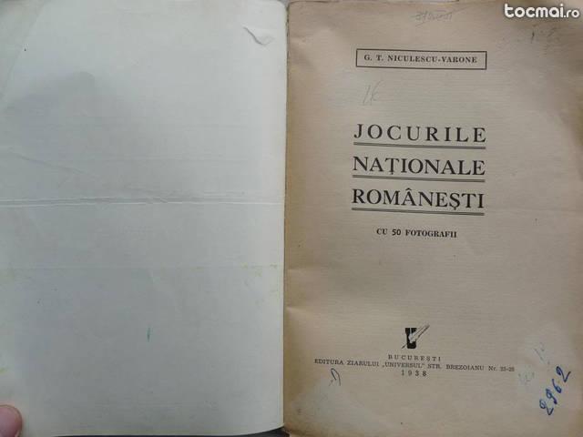 Varone , Jocurile nationale romanesti , 1938 , prima editie