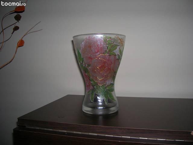 Vaza sticla decorata