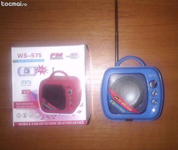 Mini boxa portabila cu MP3 Player, Radio FM, Slot card, USB