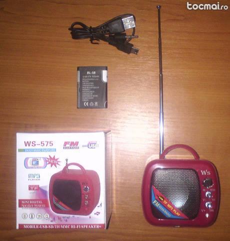 Mini boxa portabila cu MP3 Player, Radio FM, Slot card, USB