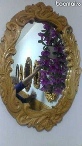 Oglinda + ramama sculptata lemn de tei