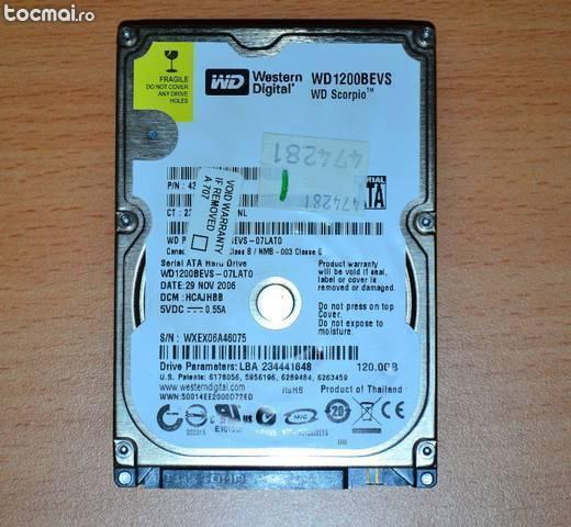 Hard disk Western Digital 120 GB defect