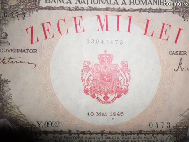 2 bancnote vechi de 10000 din anul 1945