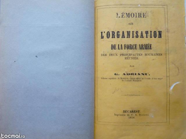 Org. fortelor armate a celor doua Principate Unite , 1858