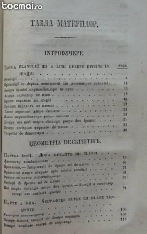 Tratat al geometriei descriptive , 1851 , 2 vol. in coligat