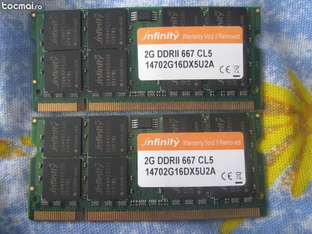 Memorii laptop 4 GB DDR2 Pc 5300 la 667 Mhz kit de 2 buc