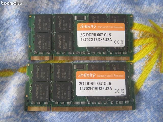 Memorii laptop 4 GB DDR2 Pc 5300 la 667 Mhz kit de 2 buc