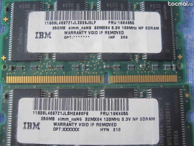 Memorii laptop 512 Mb SDRAM PC 133 Mhz kit 2 buc