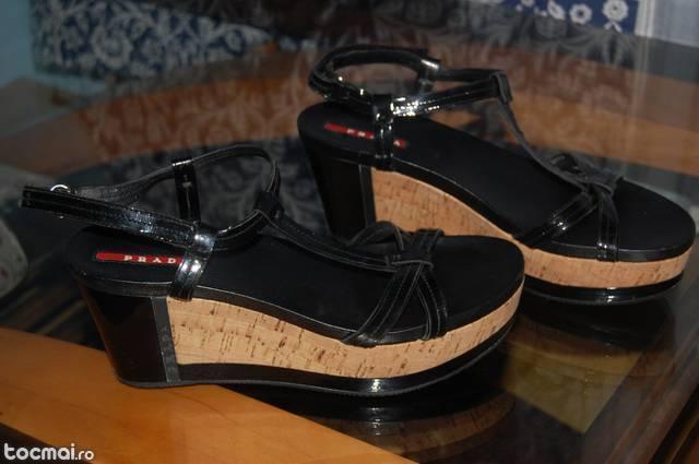 Sandale piele cu platforma Prada