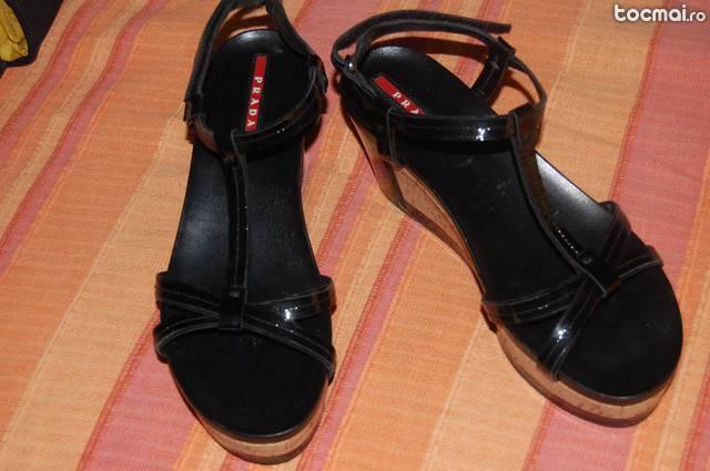 Sandale piele cu platforma Prada