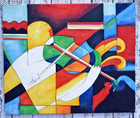 Tablou cubist - Violonist - ulei pe panza 60x50cm