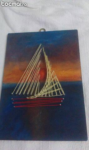Tablou handmade String Art format A4 21 x 30 cm - Barca