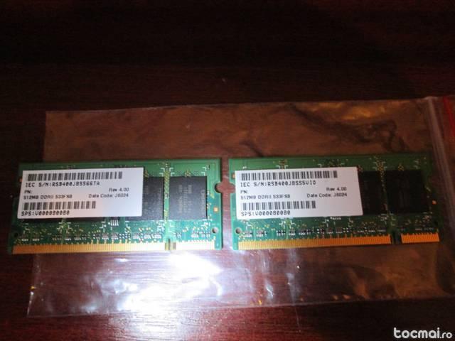 Memorie ram laptop Hynix 2x512mb, DDR2.