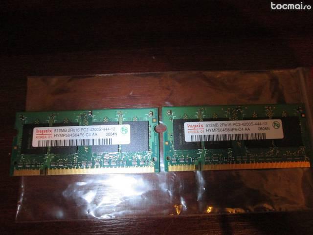 Memorie ram laptop Hynix 2x512mb, DDR2.