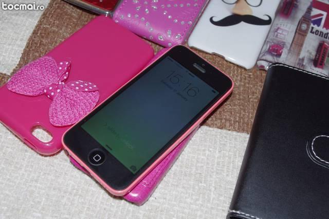 Iphone 5c 16gb pink, neverlock + 11 huse