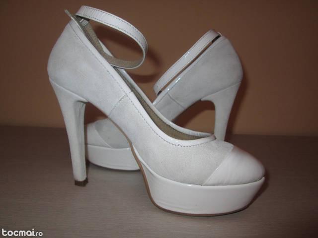 Pantofi piele albi Aliss Shoes