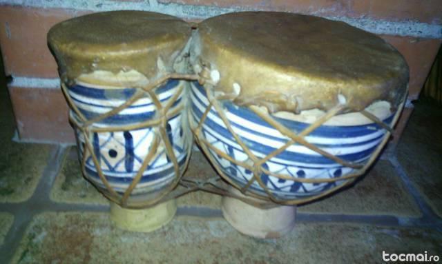 Darabane africane din ceramica si piele- vechi + cadou