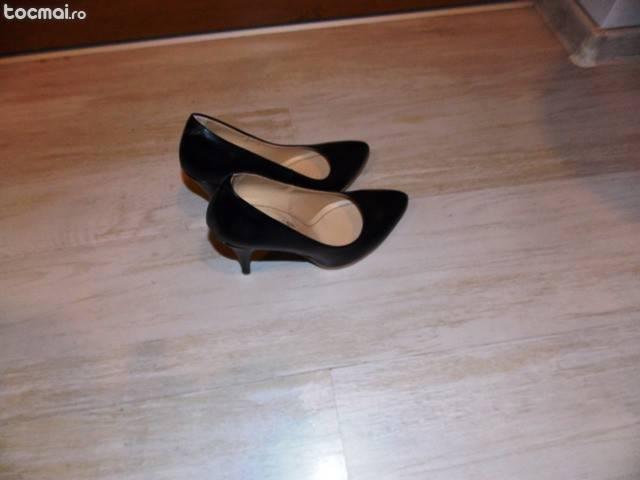 Pantofi dama stiletto piele, culoare neagra