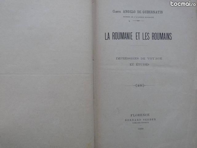 Gubernatis , Romania si romanii , Florenta , 1898