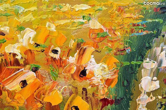 Peisaj cu flori - tablou in cutit 60x50cm
