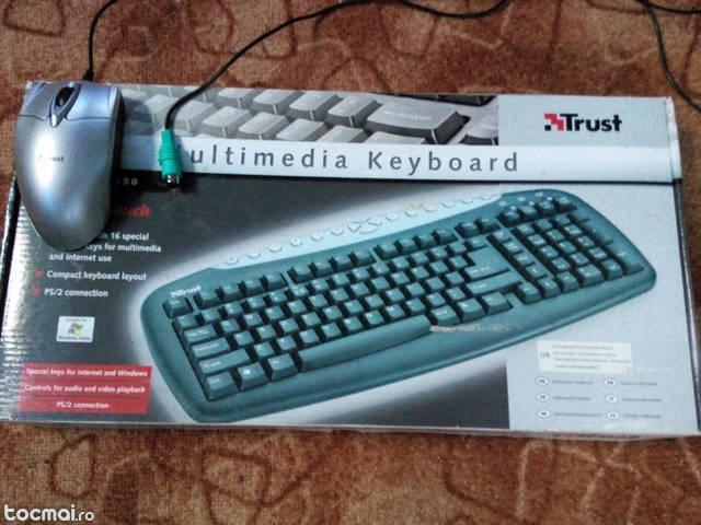Tastatura multimedia Trust +mouse in cutie originala
