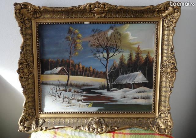 Tablou 'Cabane iarna' - pictura pe panza