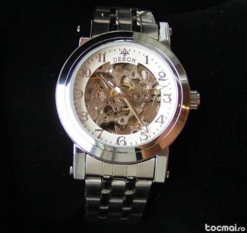 Ceas barbatesc Debor automatic curea metalica cutie cadou