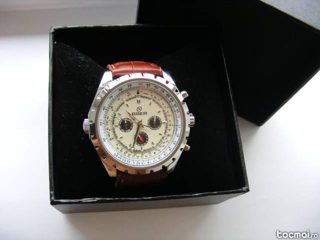 Ceas barbatesc Goer automatic oversize cu 3 cadrane cutie