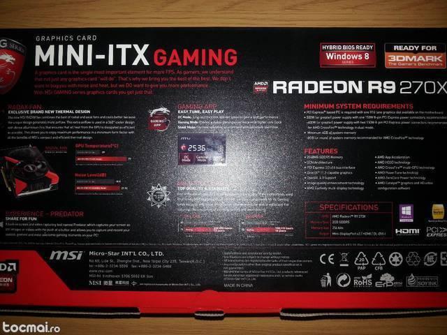 Msi radeon r9 270x gaming mini- itx oc 2gb ddr5 256- bit