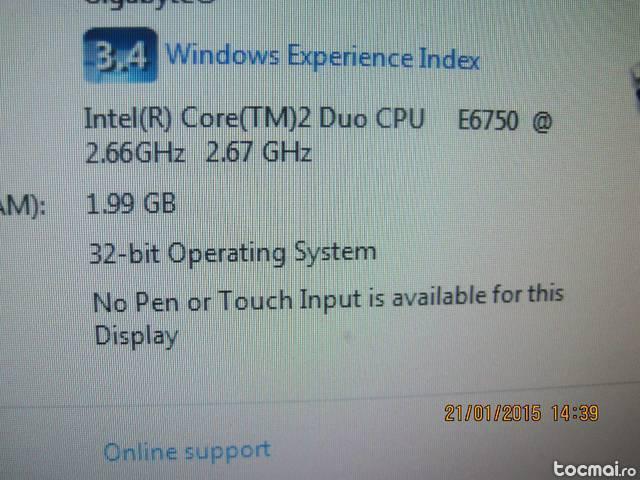 Unitate Intel core doi duo E 6750 , 2 giga ddr 2