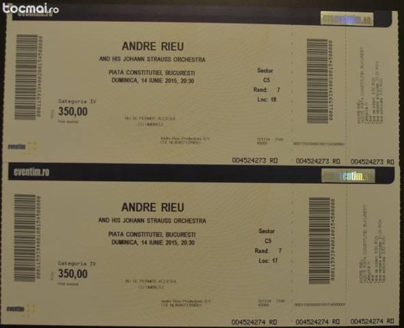 Concert Andre Rieu 14 iunie 2015, 2 bilete cat. IV, sector C5