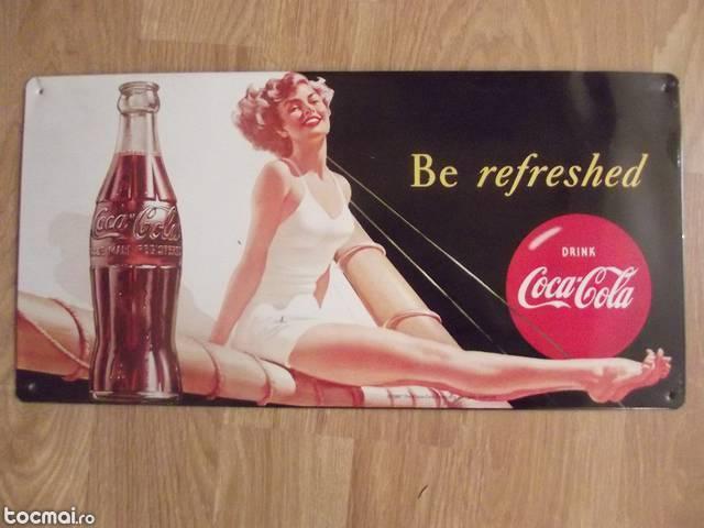 Reclama metalica vintage coca cola, 49x24, 5 cm.